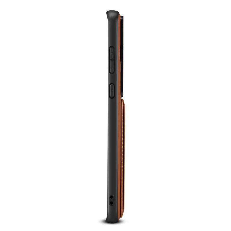 DENIOR Para Huawei P60 / P60 Pro Funda para tarjetas elásticas de piel sintética con revestimiento de TPU a prueba de golpes - Marrón