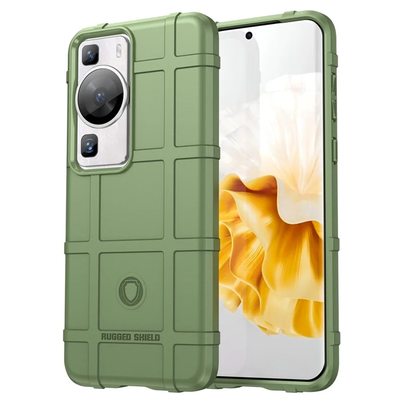 For Huawei P60 / P60 Pro Square Grid Texture Phone Case Skrathærd Celletelebeskyttelse - Grøn