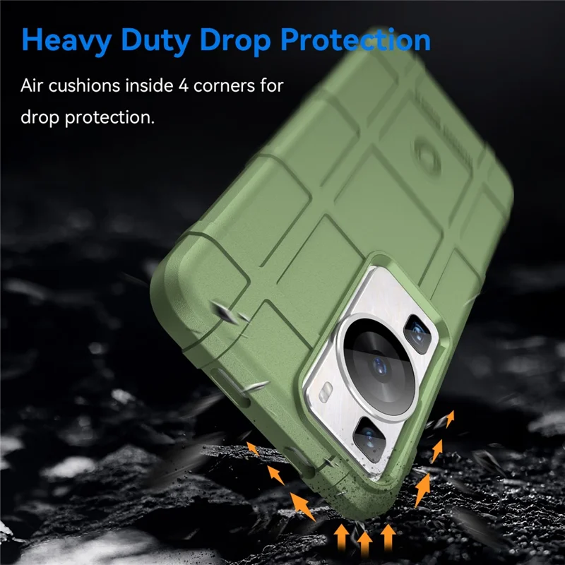 For Huawei P60 / P60 Pro Square Grid Texture Phone Case Skrathærd Celletelebeskyttelse - Grøn