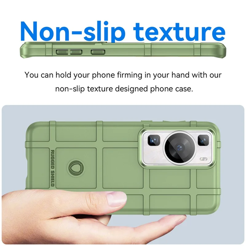 For Huawei P60 / P60 Pro Square Grid Texture Phone Case Skrathærd Celletelebeskyttelse - Grøn