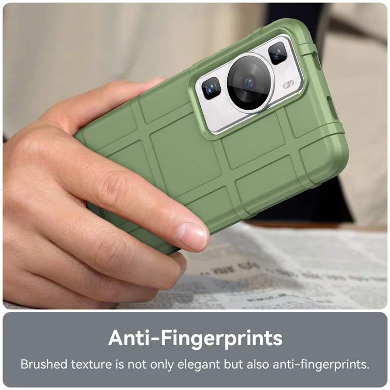For Huawei P60 / P60 Pro Square Grid Texture Phone Case Skrathærd Celletelebeskyttelse - Grøn