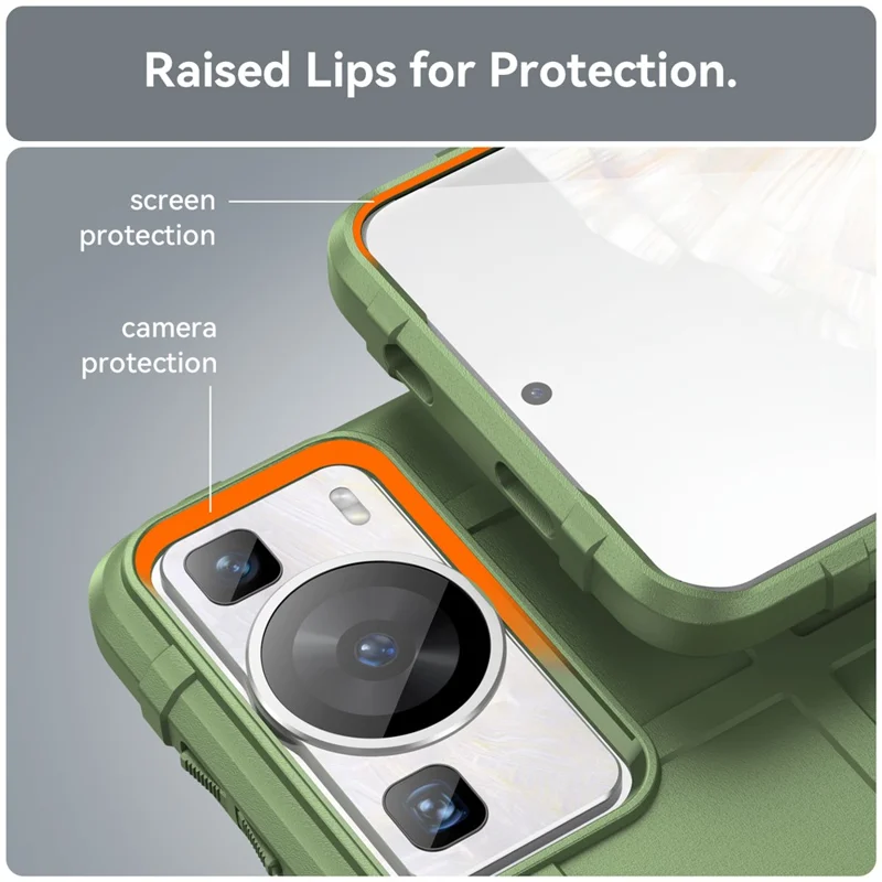For Huawei P60 / P60 Pro Square Grid Texture Phone Case Skrathærd Celletelebeskyttelse - Grøn