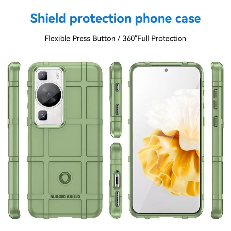 For Huawei P60 / P60 Pro Square Grid Texture Phone Case Skrathærd Celletelebeskyttelse - Grøn
