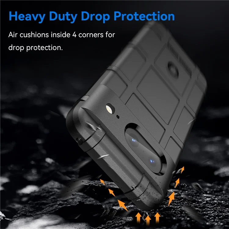 Para Google Pixel 8 Square Grid Texture Soft TPU Phone Case Anti-drop Back Cover - Black