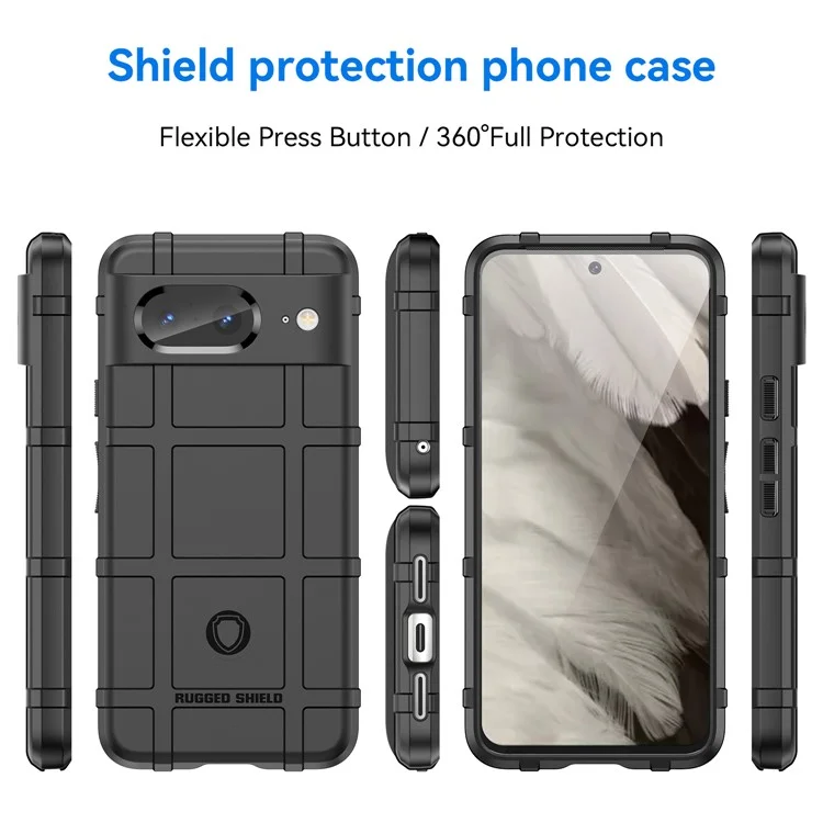 Para Google Pixel 8 Square Grid Texture Soft TPU Phone Case Anti-drop Back Cover - Black
