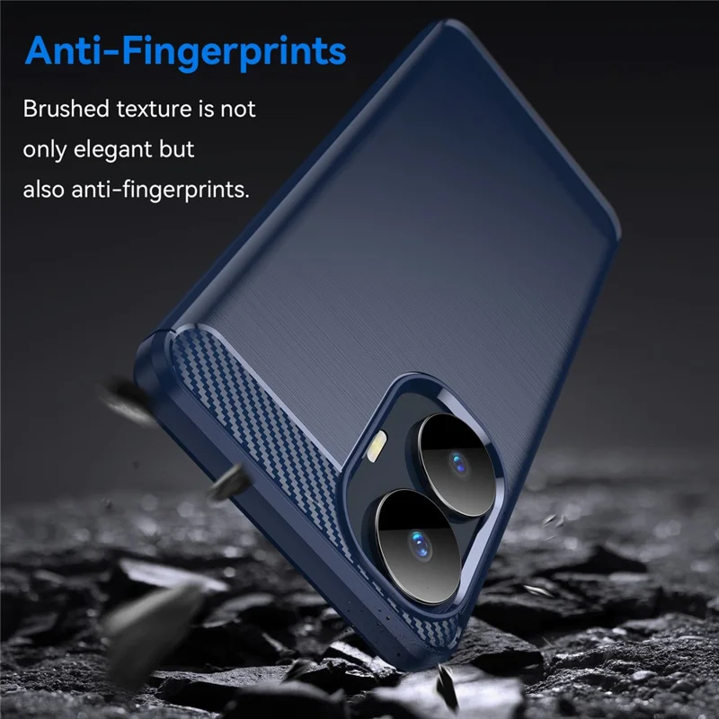 Carbon Fiber Texture TPU Case for Realme C55 4G , Brushed Anti-Scratch Phone Cover - Blue