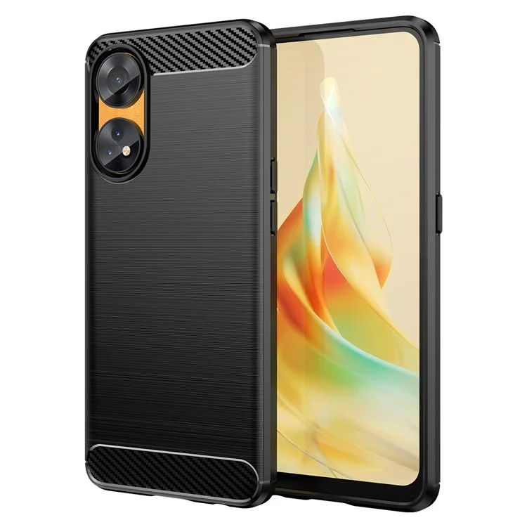 Чехол для телефона с текстурой из искусственного углеродного волокна для Oppo Reno8 T 4G, гибкий ТПУ-чехол - черный