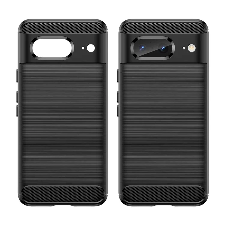Brushed TPU Phone Case for Google Pixel 8 , Carbon Fiber Texture Anti-scratch Cover - Black