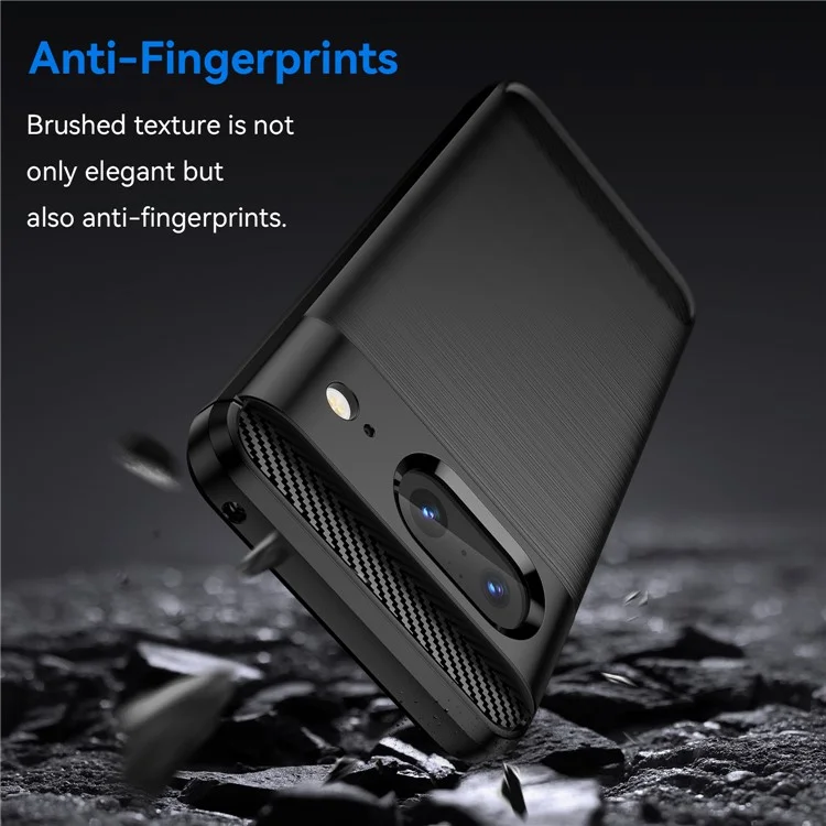 Brushed TPU Phone Case for Google Pixel 8 , Carbon Fiber Texture Anti-scratch Cover - Black