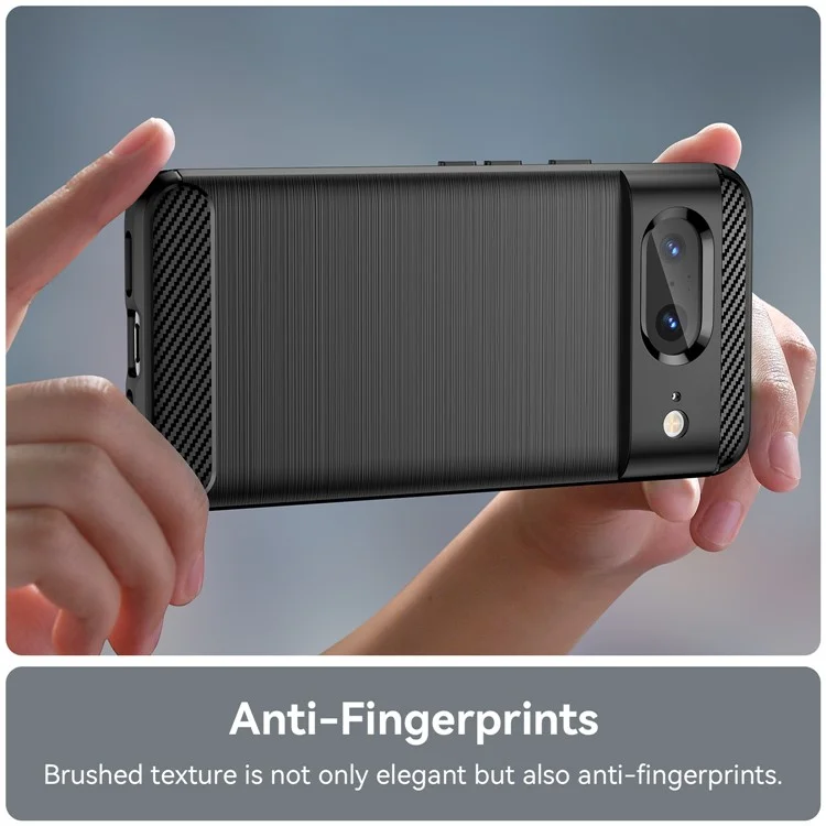 Brushed TPU Phone Case for Google Pixel 8 , Carbon Fiber Texture Anti-scratch Cover - Black