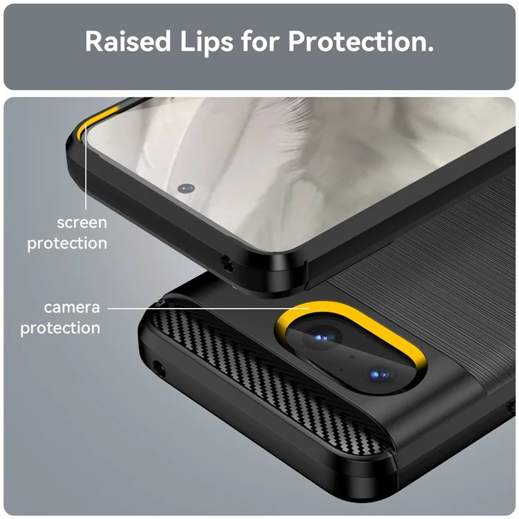 Brushed TPU Phone Case for Google Pixel 8 , Carbon Fiber Texture Anti-scratch Cover - Black