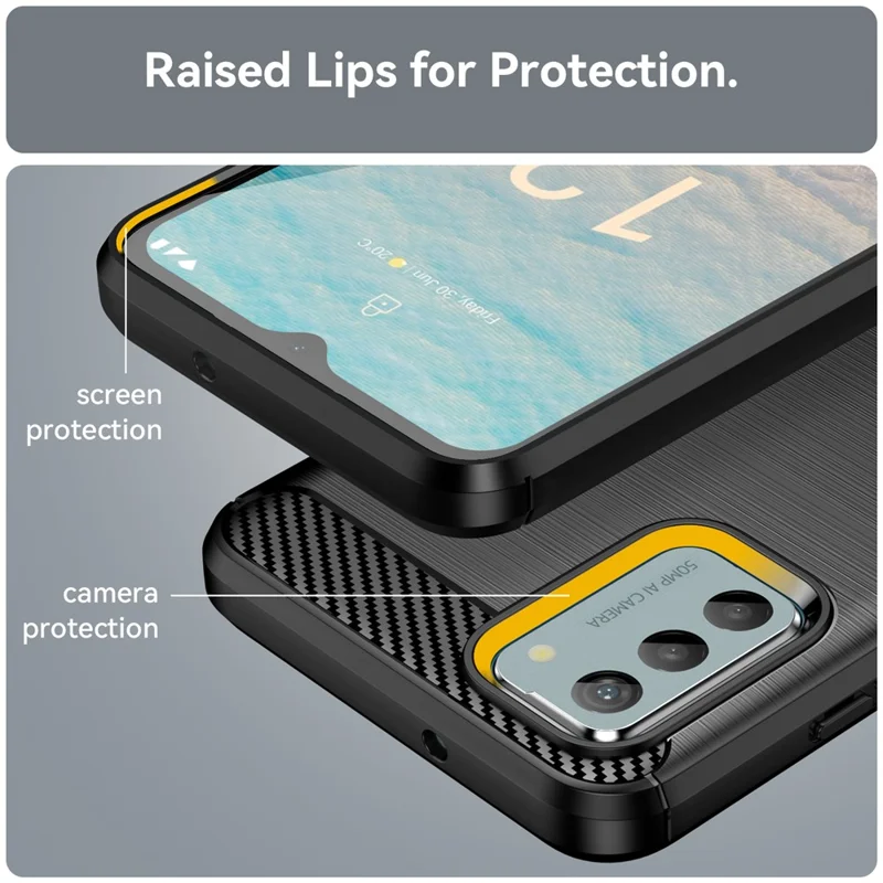 Brushed Carbon Fiber Texture TPU Case for Nokia G22 / G42 , Anti-drop Cell Phone Cover - Black