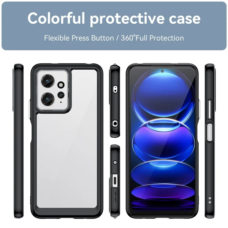Для Xiaomi Redmi Note 12 4G TPU+Acrylic Phone Case Drop-proof Phone Cover - Black