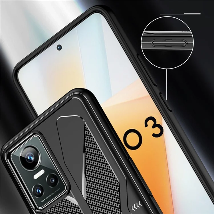 Pour Realme GT Neo 3 5G Anti-drop Soft TPU Case Anti-fingerprint Textured Phone Cover - Noir
