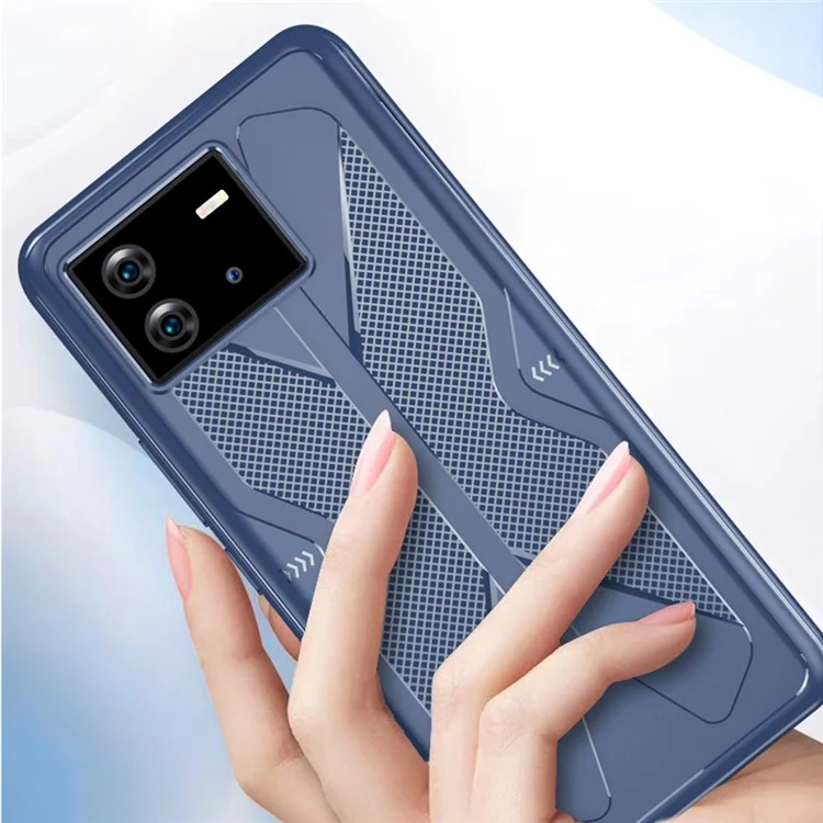 Para o vivo iQOO Neo6 5G Flexible TPU Textured Phone Case Drop Protection Back Cover - Cinza