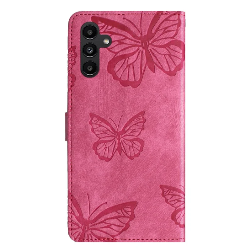 For Samsung Galaxy A54 5G Skin-touch Leather Stand Phone Case Butterfly Imprinted Wallet Cover - Rose