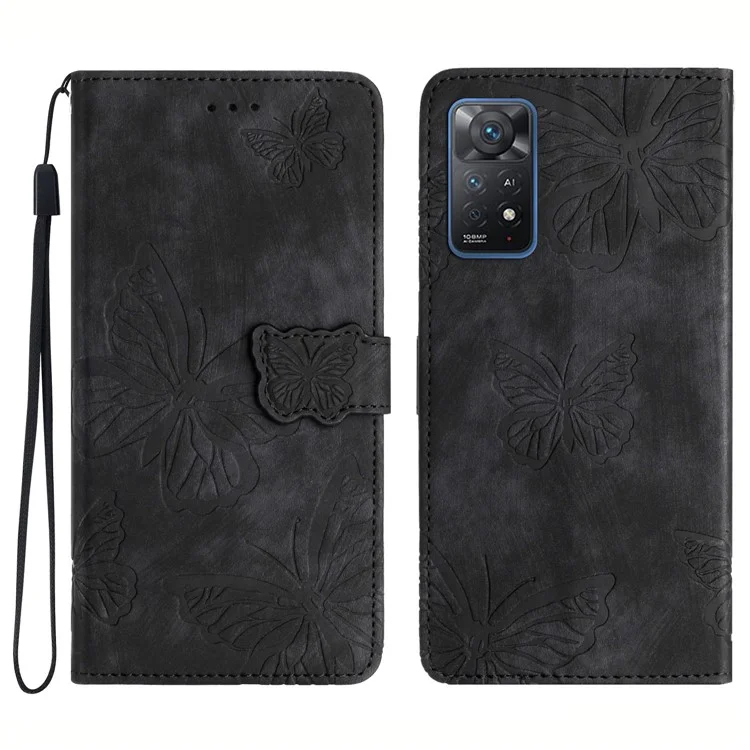 Для Xiaomi Redmi Note 11 Pro 4G (Mediatek) / Note 11 Pro 5G (Qualcomm) Противоударный чехол с кожаным покрытием и сенсорной поверхностью - черный