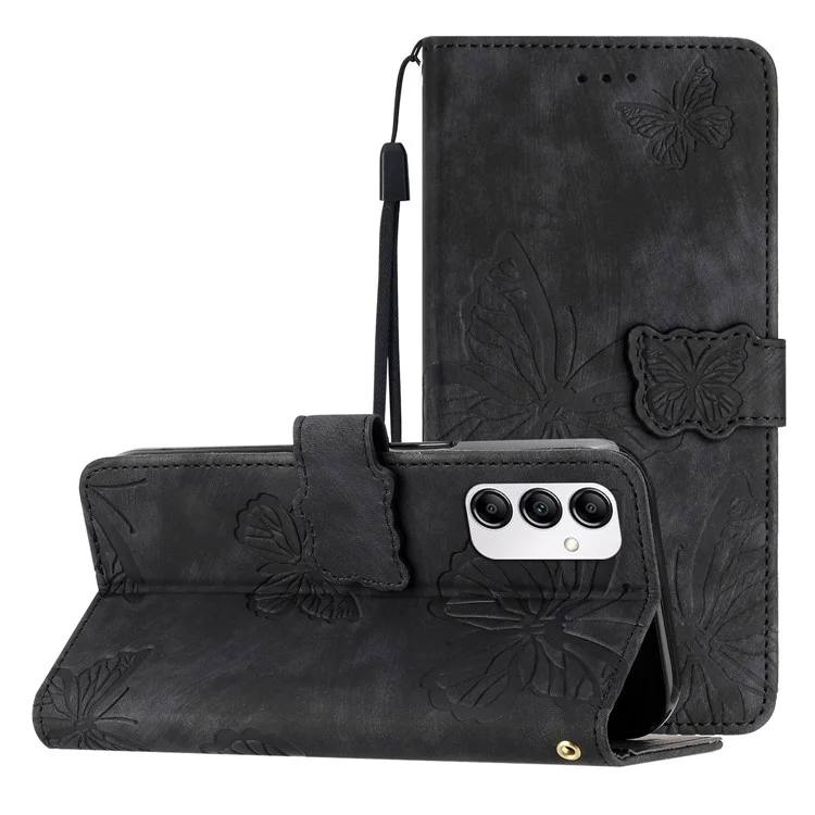 Para Samsung Galaxy A14 5G Anti-Drop Leather Flip Cover Skin-Touch Wallet Phone Case - Negro
