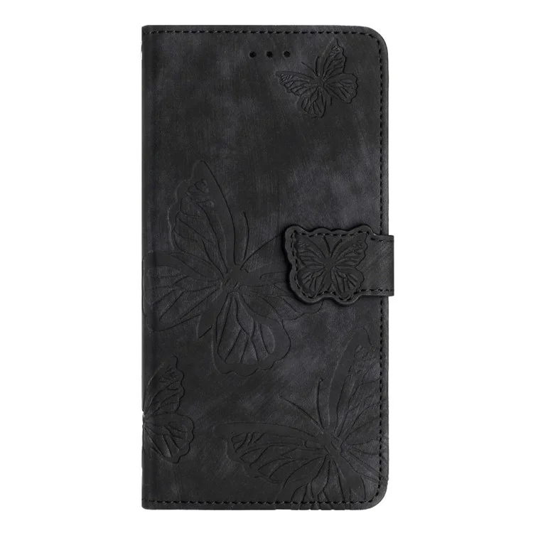 Для Samsung Galaxy A73 5G Butterfly Imprinted Wallet Phone Case Skin-Touch Leather Flip Cover - Чёрный