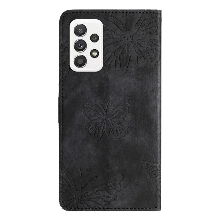 Для Samsung Galaxy A73 5G Butterfly Imprinted Wallet Phone Case Skin-Touch Leather Flip Cover - Чёрный