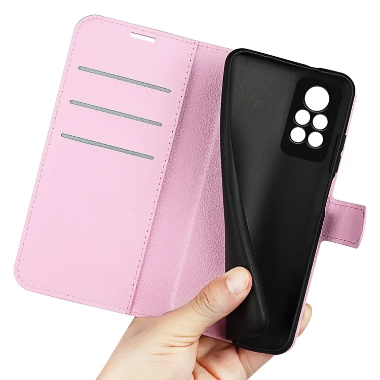 Phone Case for Infinix Note 11 Pro , Litchi Texture Wallet PU Leather Shell Stand Cover - Pink