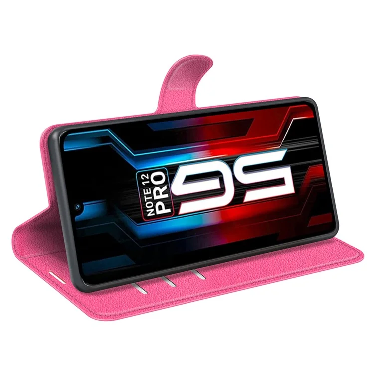 Stand Phone Case per Infinix Note 12 Pro 5G, funzione portafoglio Texture Litchi Leather Shell Cover - Rosa