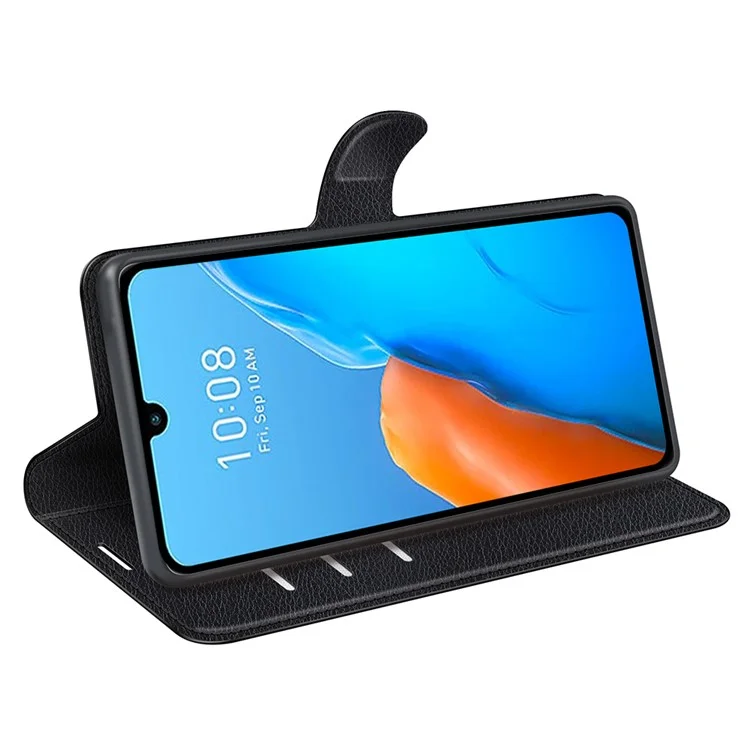 Pour Infinix Note 12 Pro 4G Anti-Fingerprint PU Leather Wallet Shell Flip Stand Litchi Texture Phone Case Cover - Noir