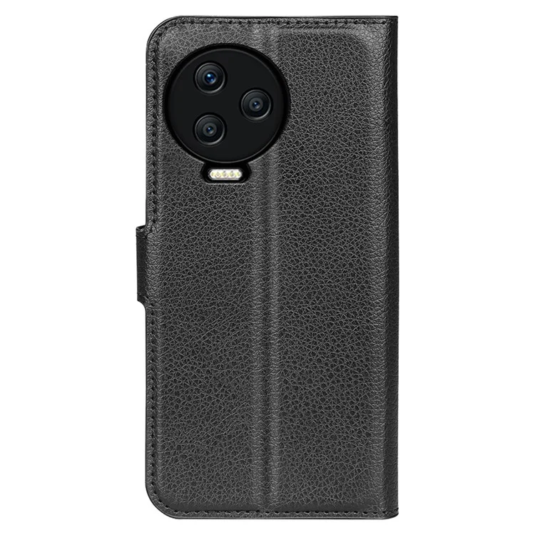 Pour Infinix Note 12 Pro 4G Anti-Fingerprint PU Leather Wallet Shell Flip Stand Litchi Texture Phone Case Cover - Noir