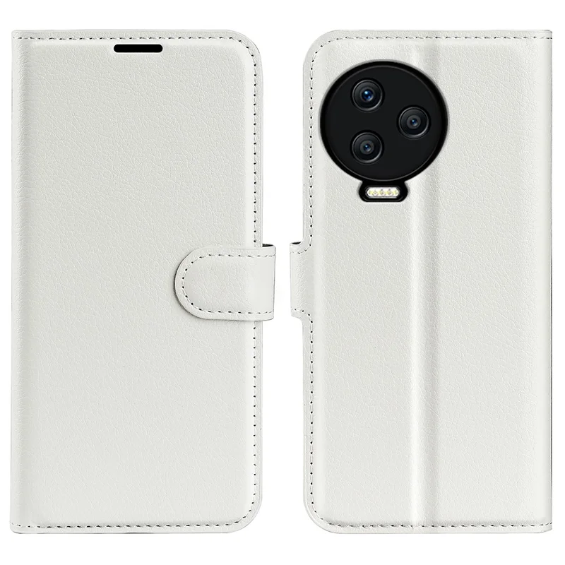 For Infinix Note 12 Pro 4G Anti-Fingerprint PU Leather Wallet Shell Flip Stand Litchi Texture Phone Case Cover - White