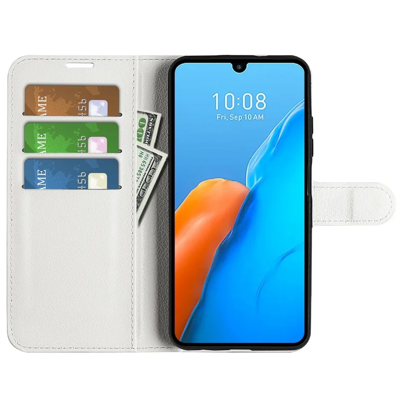 For Infinix Note 12 Pro 4G Anti-Fingerprint PU Leather Wallet Shell Flip Stand Litchi Texture Phone Case Cover - White