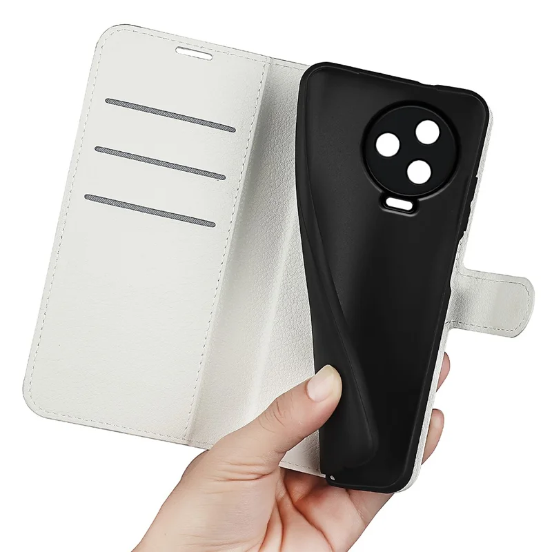 For Infinix Note 12 Pro 4G Anti-Fingerprint PU Leather Wallet Shell Flip Stand Litchi Texture Phone Case Cover - White