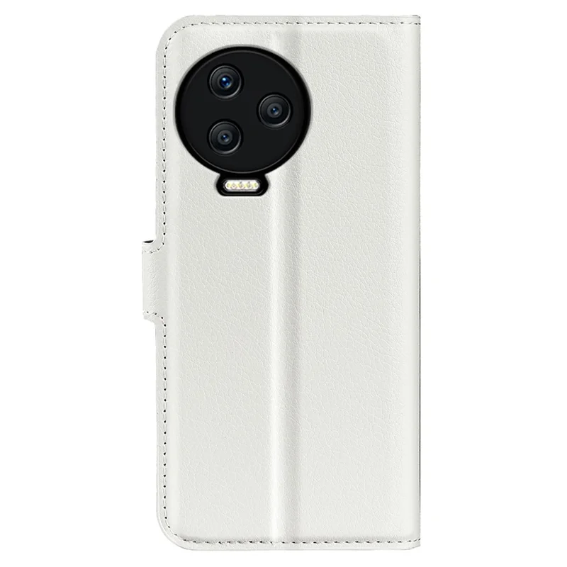 For Infinix Note 12 Pro 4G Anti-Fingerprint PU Leather Wallet Shell Flip Stand Litchi Texture Phone Case Cover - White