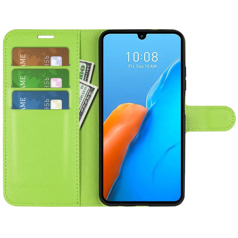 For Infinix Note 12 Pro 4G Anti-Fingerprint PU Leather Wallet Shell Flip Stand Litchi Texture Phone Case Cover - Green