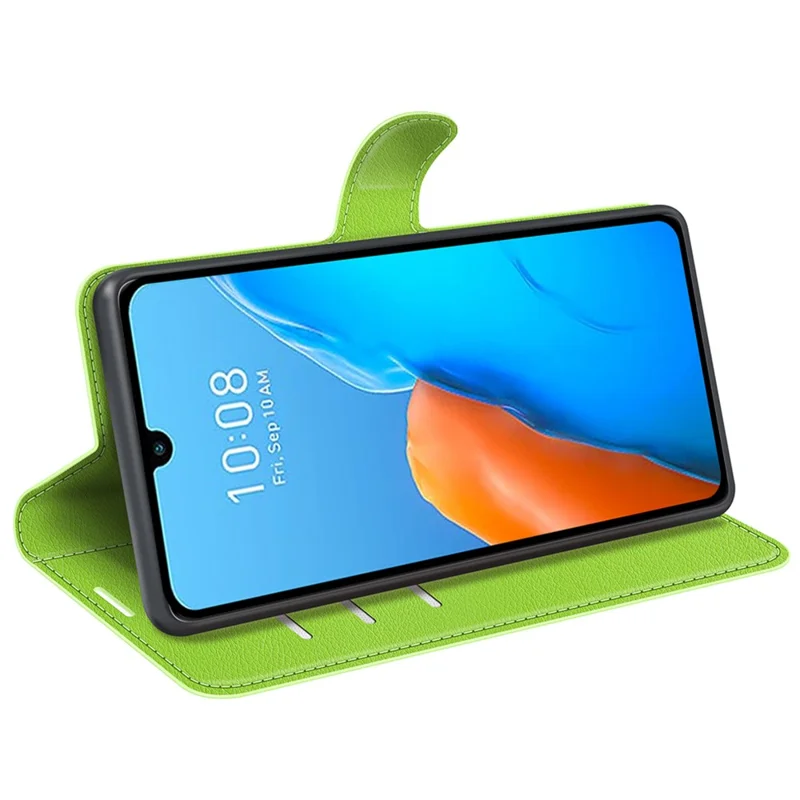 For Infinix Note 12 Pro 4G Anti-Fingerprint PU Leather Wallet Shell Flip Stand Litchi Texture Phone Case Cover - Green