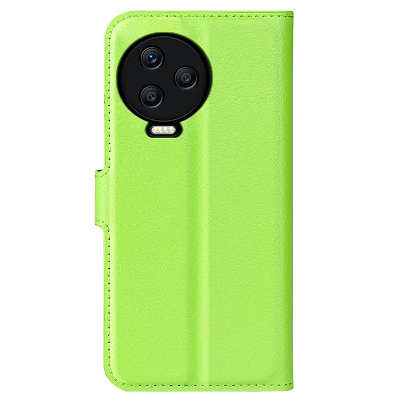 For Infinix Note 12 Pro 4G Anti-Fingerprint PU Leather Wallet Shell Flip Stand Litchi Texture Phone Case Cover - Green