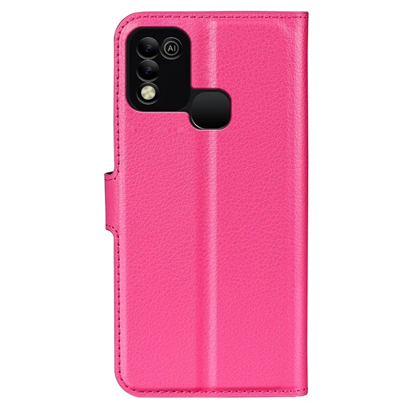 For Infinix Hot 11 Play Litchi Texture PU Leather Wallet Anti-Drop Shell Flip Stand Phone Case - Rose