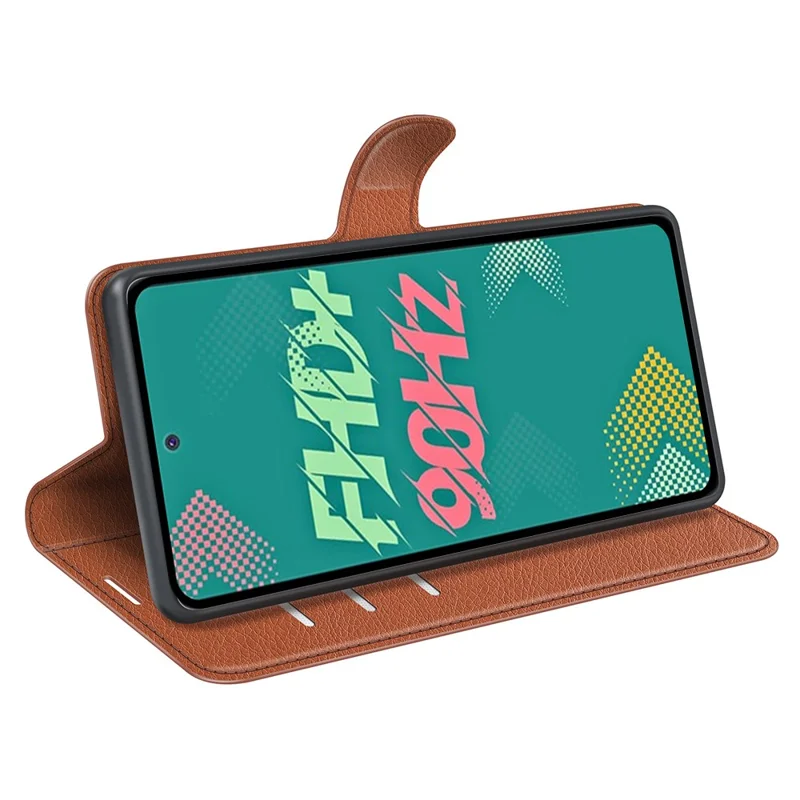 Phone Cover for Infinix Hot 11s , PU Leather Wallet Anti-Drop Shell Flip Stand Litchi Texture Phone Case - Brown