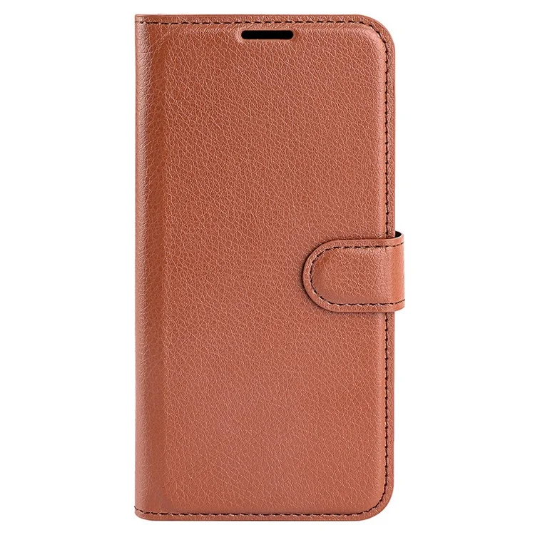 Phone Cover for Infinix Hot 11s , PU Leather Wallet Anti-Drop Shell Flip Stand Litchi Texture Phone Case - Brown