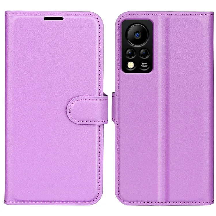 Custodia Portafoglio in Pelle PU per Infinix Hot 11s NFC 4G Anti-Usura Guscio Flip Stand Texture Litchi Custodia per Telefono - Viola