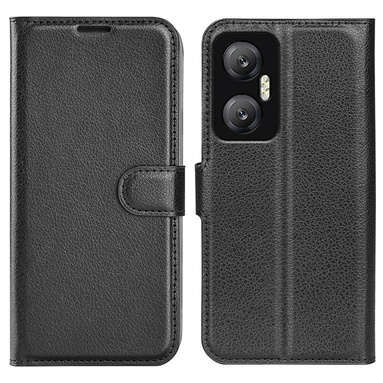 Для Infinix Hot 20 5G Противоцарапная телефонная раковина Litchi Texture PU Leather Wallet Anti-Drop Flip Stand Phone Case - Черный