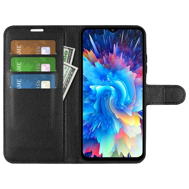 Для Infinix Hot 20 5G Противоцарапная телефонная раковина Litchi Texture PU Leather Wallet Anti-Drop Flip Stand Phone Case - Черный