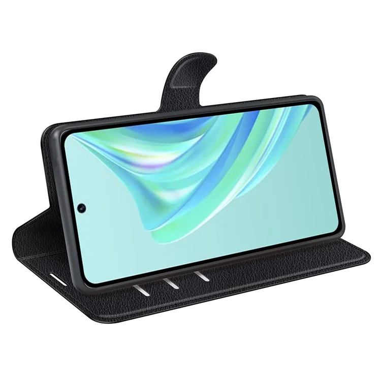 Cell Phone Case For Infinix Hot 20i 4G Litchi Texture Wallet Flip Stand PU Leather Phone Cover - Black