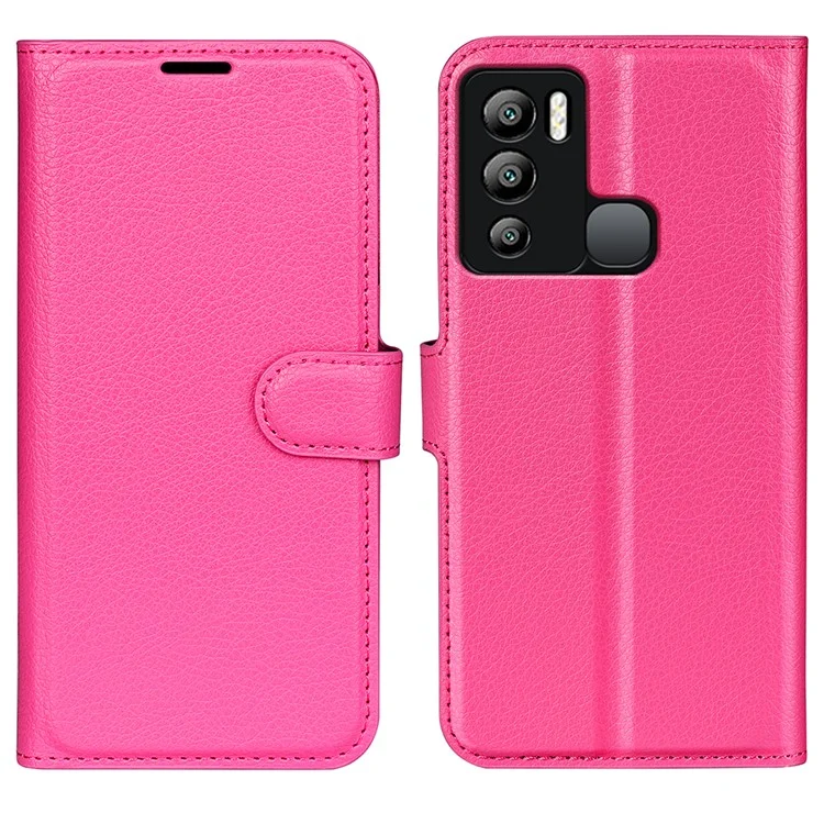 Для Infinix Hot 12i 4G Flip Stand Phone Case Litchi Texture PU Leather Wallet Anti-Dust Phone Shell - Rose