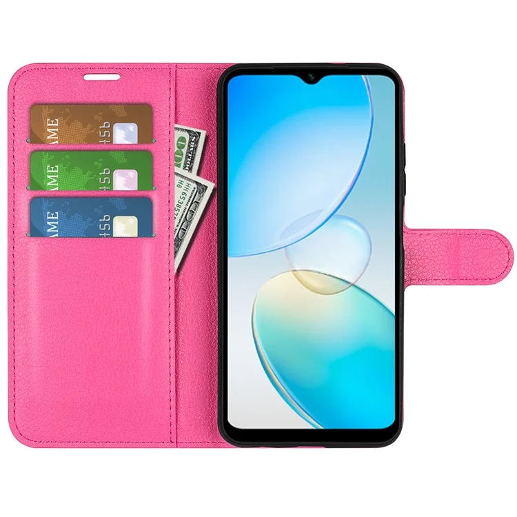 Для Infinix Hot 12i 4G Flip Stand Phone Case Litchi Texture PU Leather Wallet Anti-Dust Phone Shell - Rose