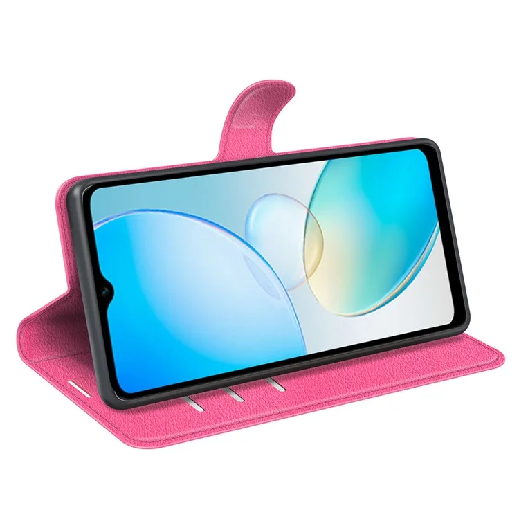 Для Infinix Hot 12i 4G Flip Stand Phone Case Litchi Texture PU Leather Wallet Anti-Dust Phone Shell - Rose