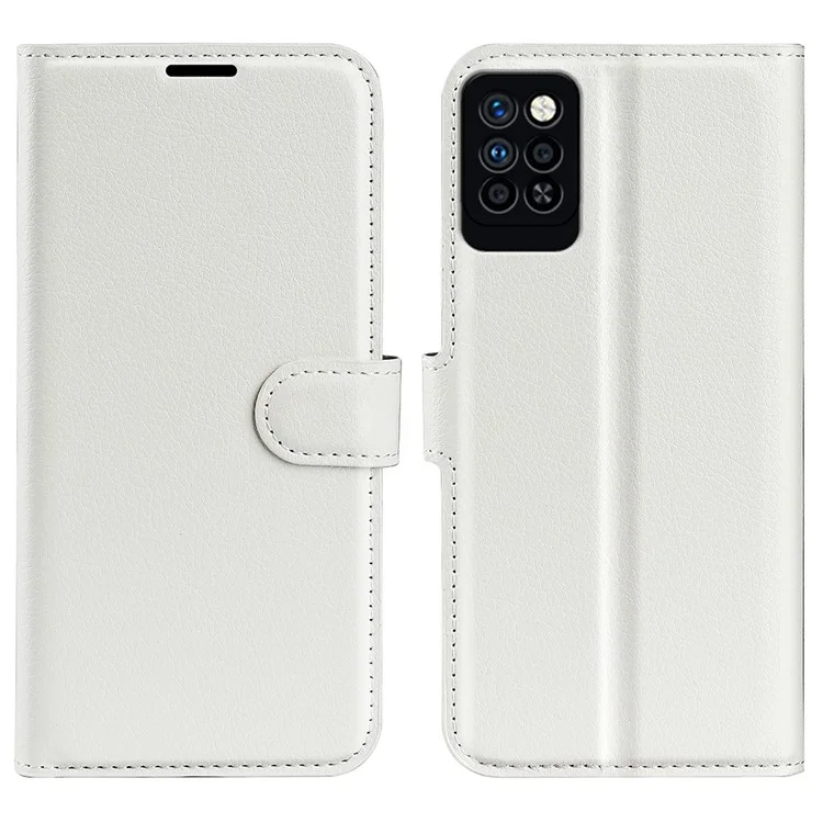 For Infinix Note 10 Pro Litchi Texture PU Leather Wallet Anti-Drop Shell Flip Stand Phone Case - White