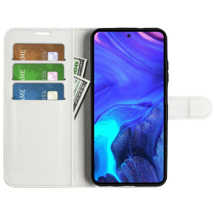 For Infinix Note 10 Pro Litchi Texture PU Leather Wallet Anti-Drop Shell Flip Stand Phone Case - White