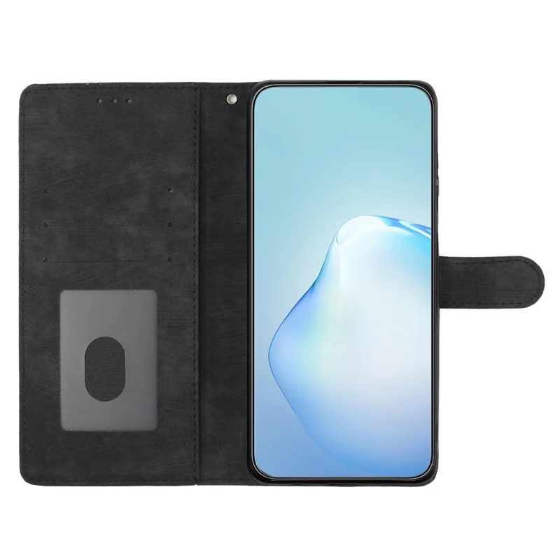 Leather Phone Case for Xiaomi Redmi Note 12 4G , Skin-touch Wallet Stand Cover - Black