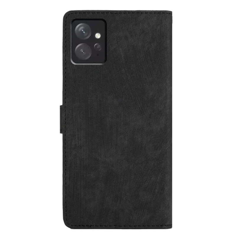 Leather Phone Case for Xiaomi Redmi Note 12 4G , Skin-touch Wallet Stand Cover - Black