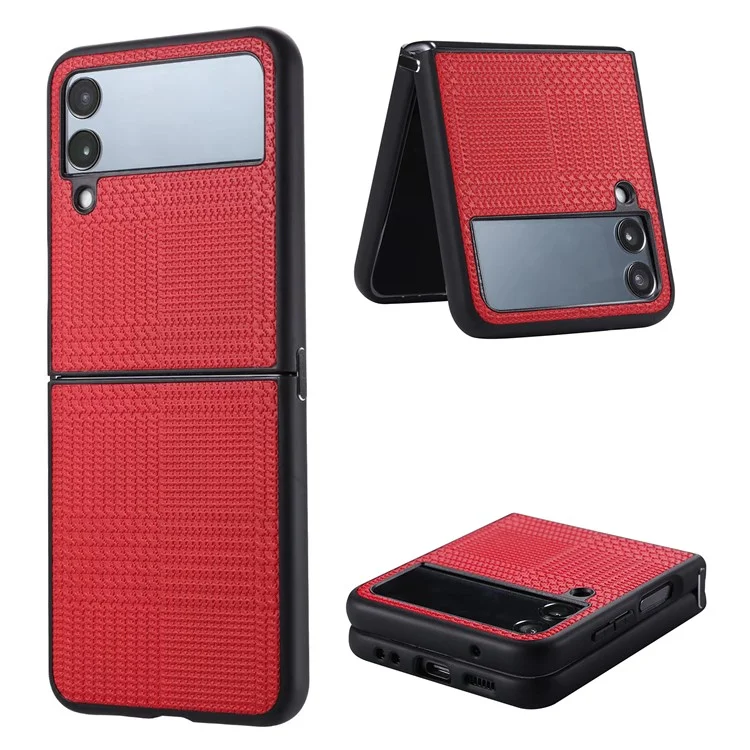 VILI TH Series Phone Case for Samsung Galaxy Z Flip4 5G , Kevlar Fiber PU Leather Coated PC+TPU Phone Cover